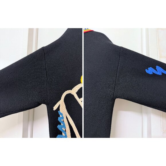 Alice + Olivia Tom Wesselmann Astrid Cardigan Sweater Black Natural Beauty L - Picture 12 of 16